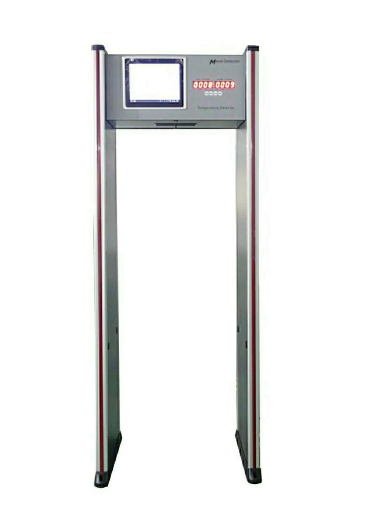 Metal detector temperature screening gate